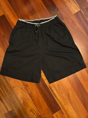 Saxx Men's Black Athletic Drawstring Shorts with Gray Waistband
